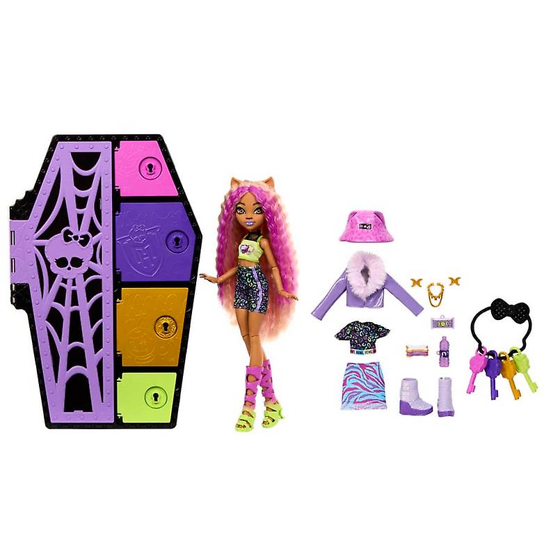 Monster high doll and fashion set， clawdeen wolf with dress-up locker 19+ surprises