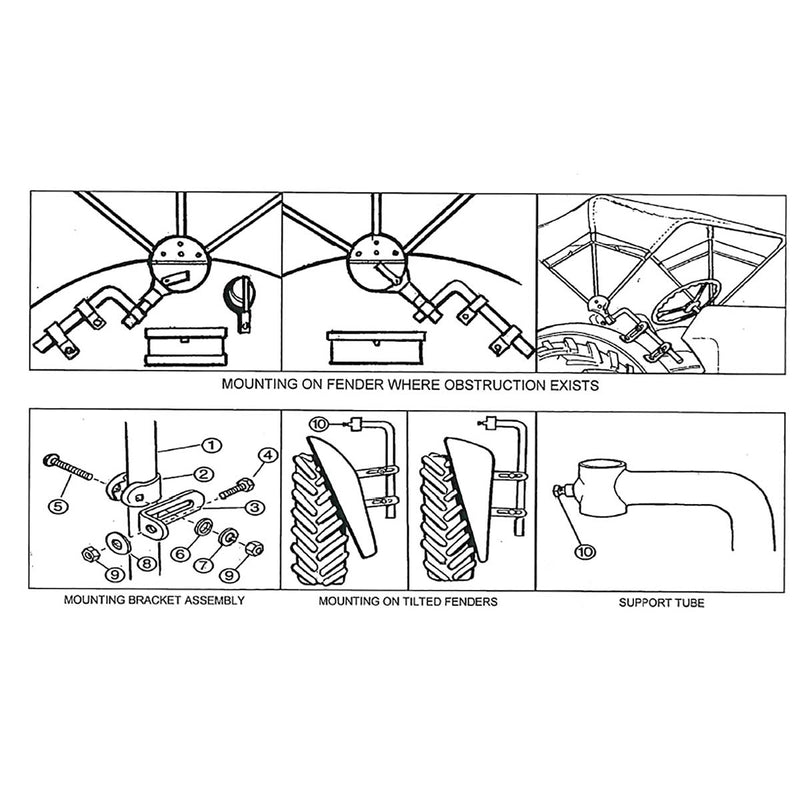 Fender Mount Kit for 40W Folding Buggy-Top Tractor Canopy