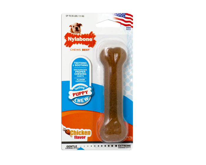 Nylabone Just for Puppies Teething Chew Toy， Chicken， Small/Regular， 1 Count