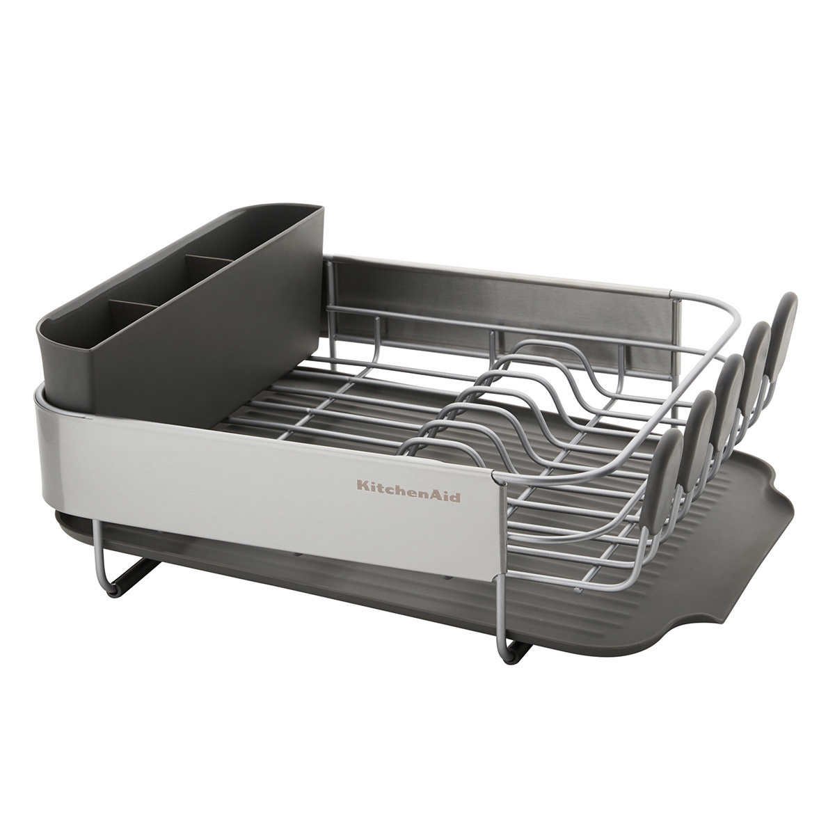 KitchenAid Stainless Steel Compact Dish-Drying Rack， With Removable Flatware Caddy