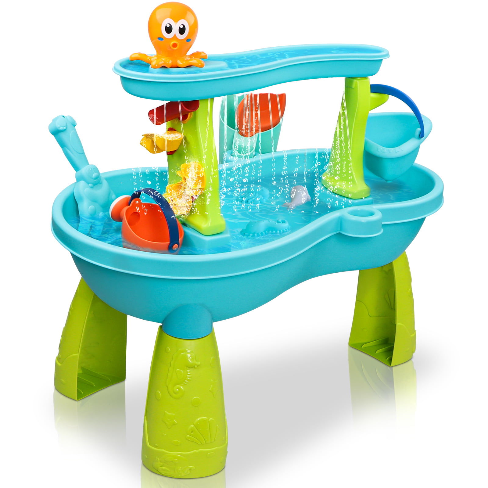 Hot Bee Water Table for Toddlers， Rain Showers Splash Pond Water Sensory Tables Summer Beach Toys for Outside Backyard for Toddlers Age 3-5