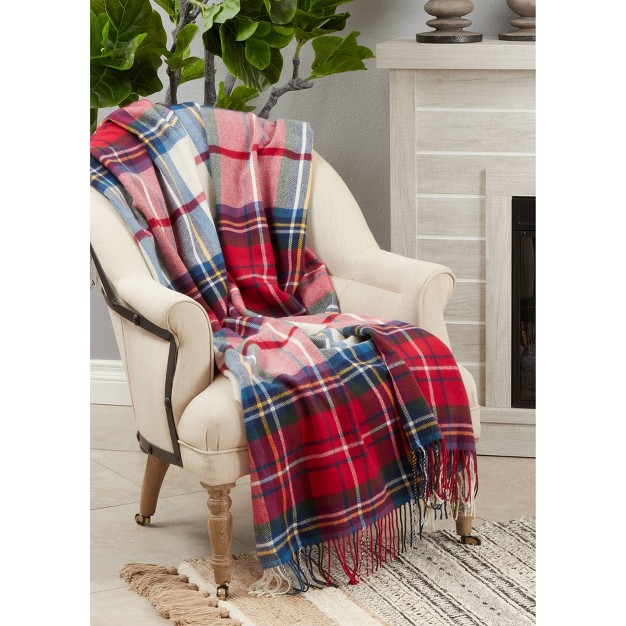 Casual Plaid Design Throw Blanket Saro Lifestyle