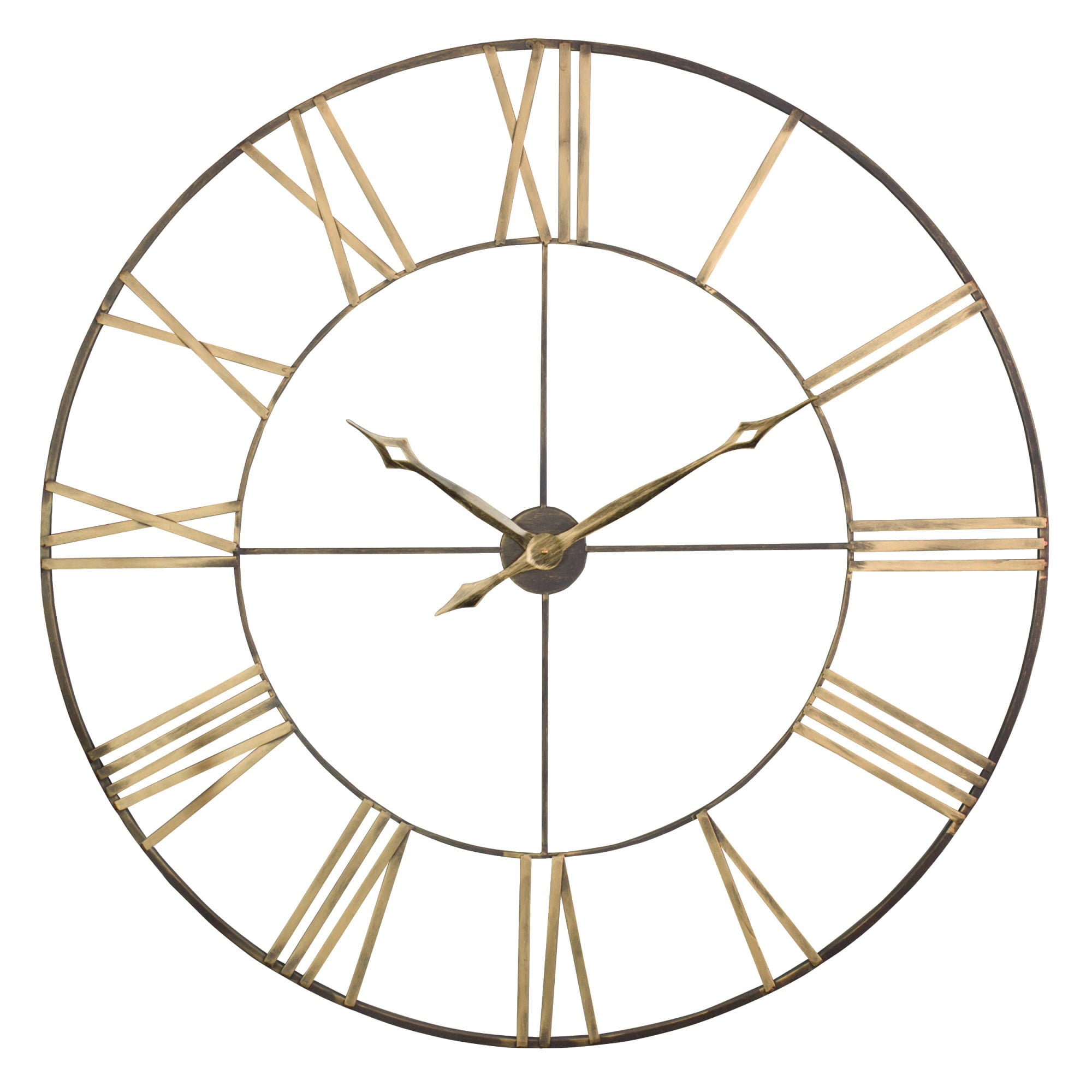 Aspire Home Accents Gold Brass Analog Bedford 40 in. Round Metal Wall Clock