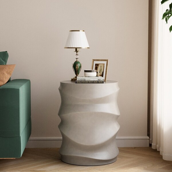 COSIEST Outdoor WavePatterned Column Side Table