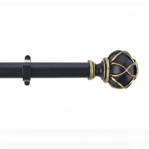 Iron And Resin Expandable Black And Gold Window Curtain Rod By Blue Nile Mills