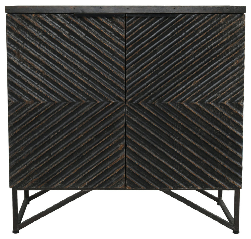 Ebony Geometric Wood Cabinet   Industrial   Accent Chests And Cabinets   by Design Mix Furniture  Houzz