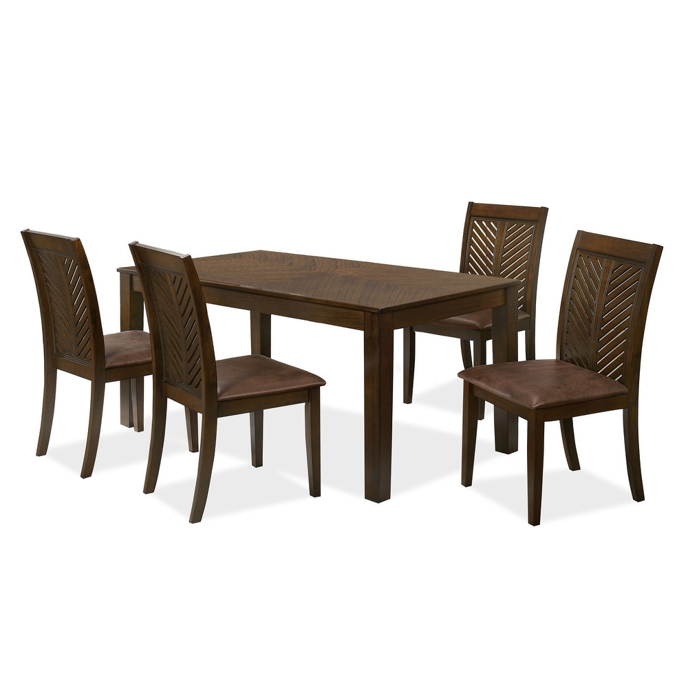 San Gabriel Transitional Walnut 5 Piece Dining Table Set by Furniture of America