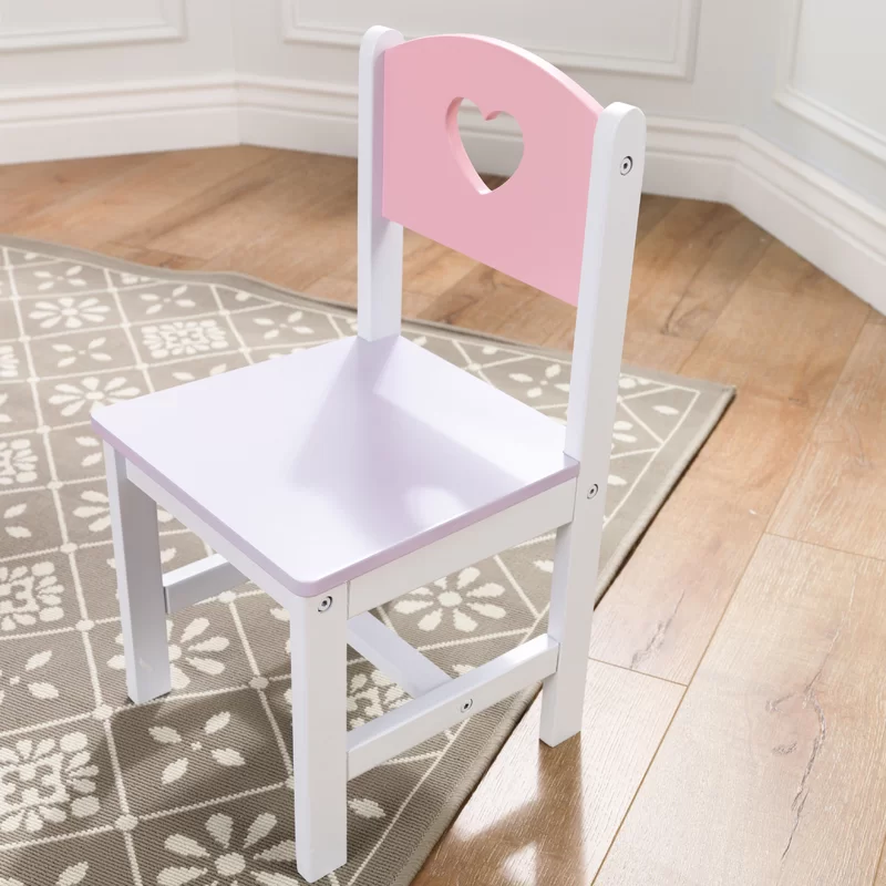 KidKraft Wooden Heart Table and Chair Set with 4 Storage Bins， Children's Furniture – Pink， Purple and White， Gift for Ages 3-8