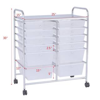 Boyel Living 12 Plastic Drawers Rolling Cart Storage Organizer Bins with Four wheels  in White HYSN-56500CL