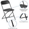 Flash Furniture Hercules™ Series Plastic Folding Chair - Black - 2 Pack 650LB Weight Capacity Comfortable Event Chair-Lightweight Folding Chair