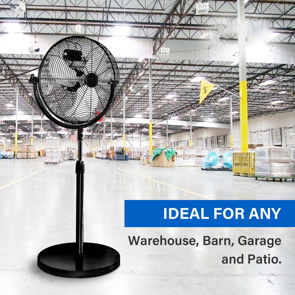 Aoibox 18 in. Black High-Velocity Heavy Duty Metal Pedestal Standing Fan For Industrial Commercial Residential Greenhouse Use SNSA11FN008