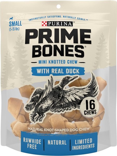 Prime Bones Natural Mini Knotted Dog Chews with Real Duck Dog Treat