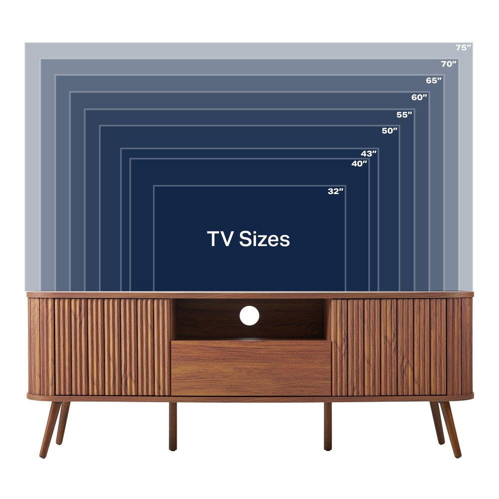 Finley 70 in. Farmhouse Curved TV Stand with Drawer and Storage Doors Fits TVs up to 75 in. with Cable Management  by JONATHAN Y