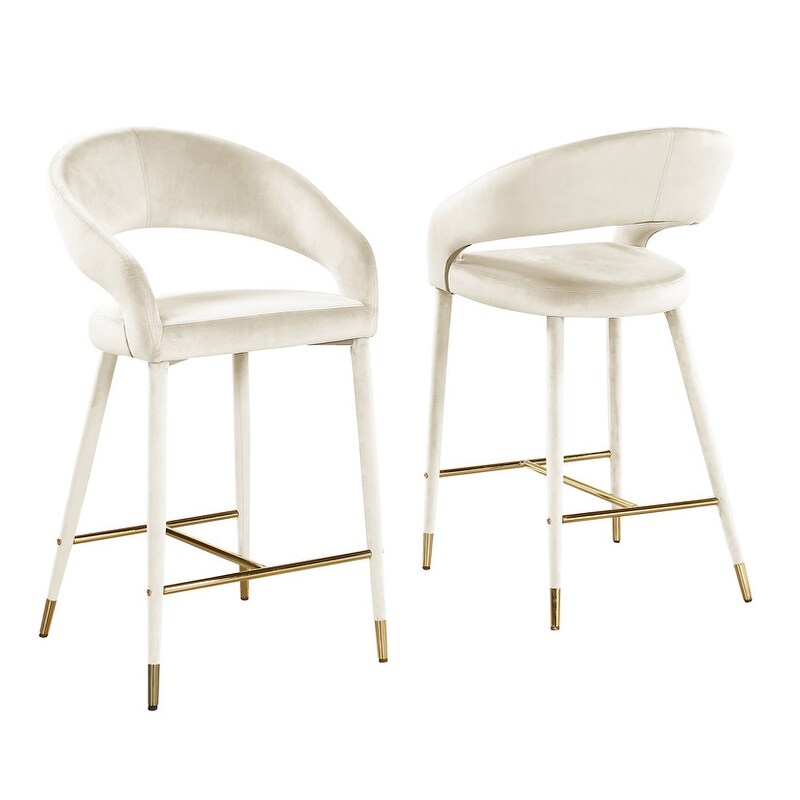 Best Master Furniture Samson Contemporary Velvet Upholstered Bar Stool with Gold Accent (Set of 2)