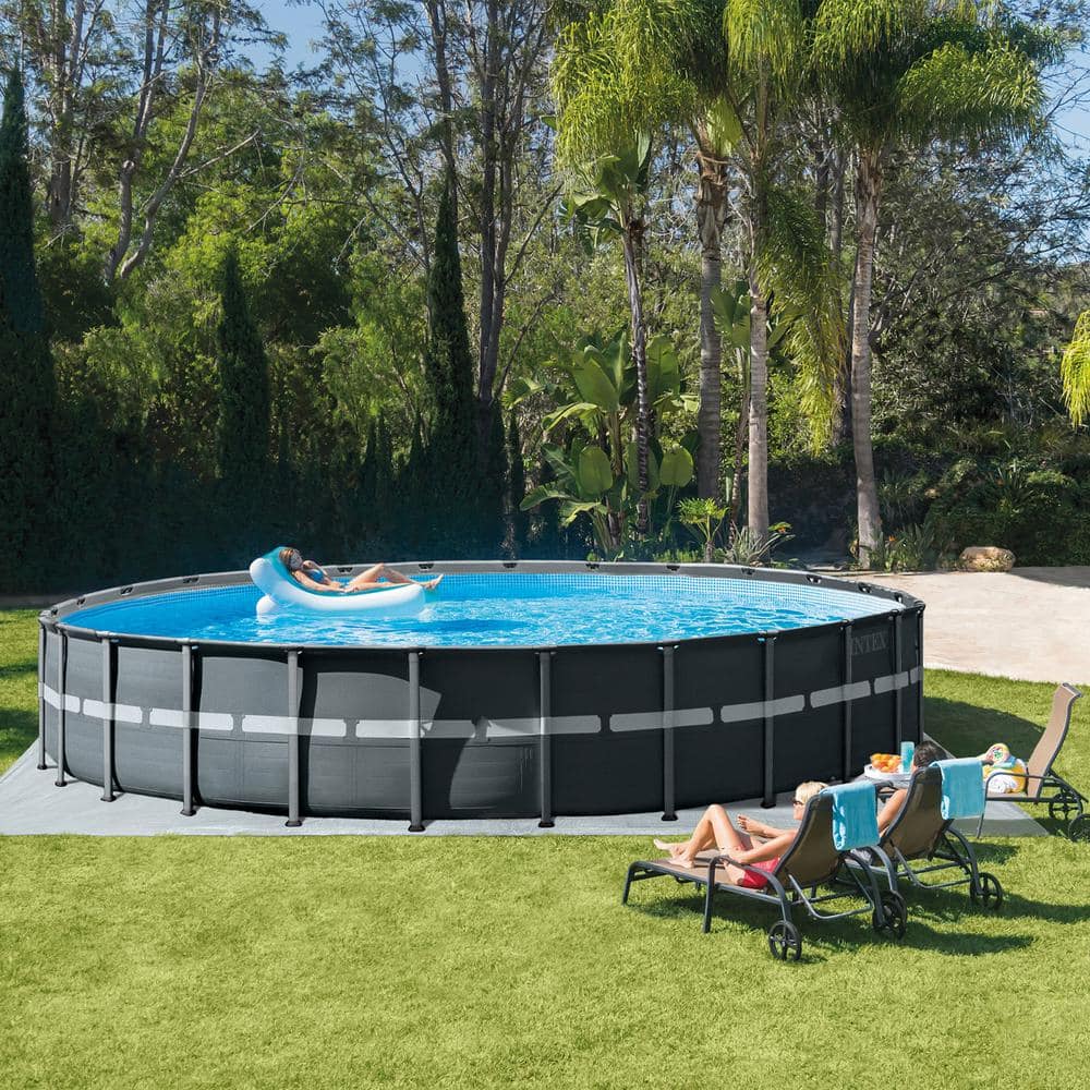 INTEX 26 ft. x 52 in. Ultra Frame Above Ground Swimming Pool Set with Pump and Ladder 26345VM