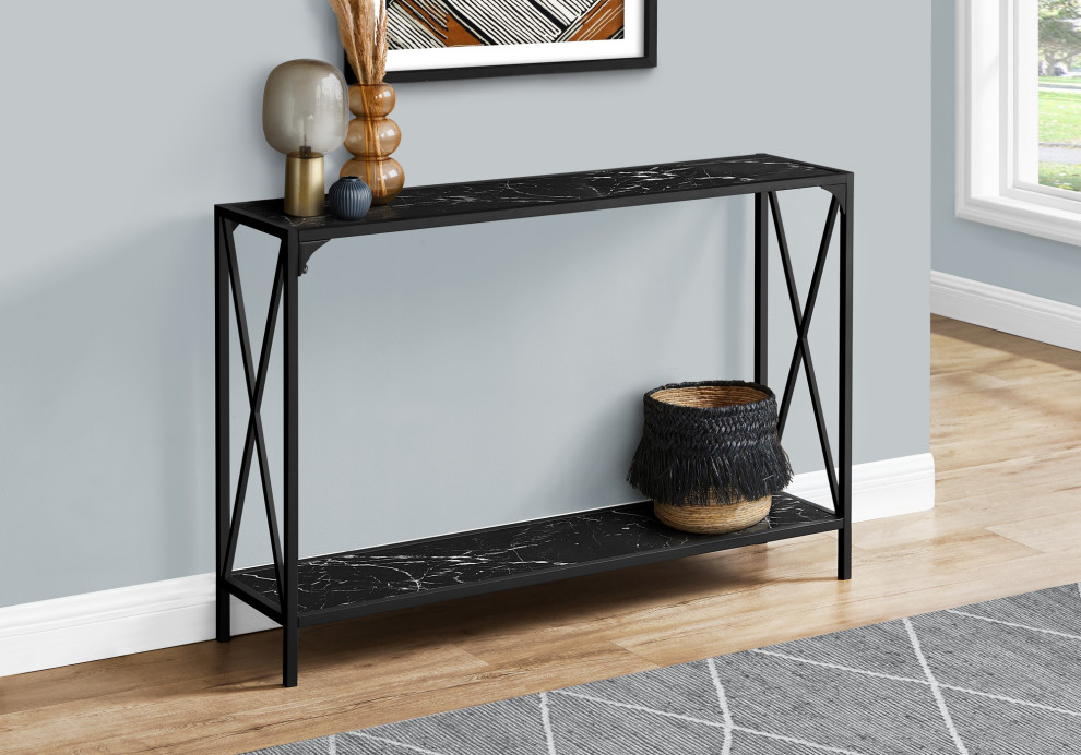 Accent Table  Console  Entryway  Narrow  Sofa  Bedroom  Metal  Black Marble Look   Transitional   Console Tables   by Monarch Specialties  Houzz