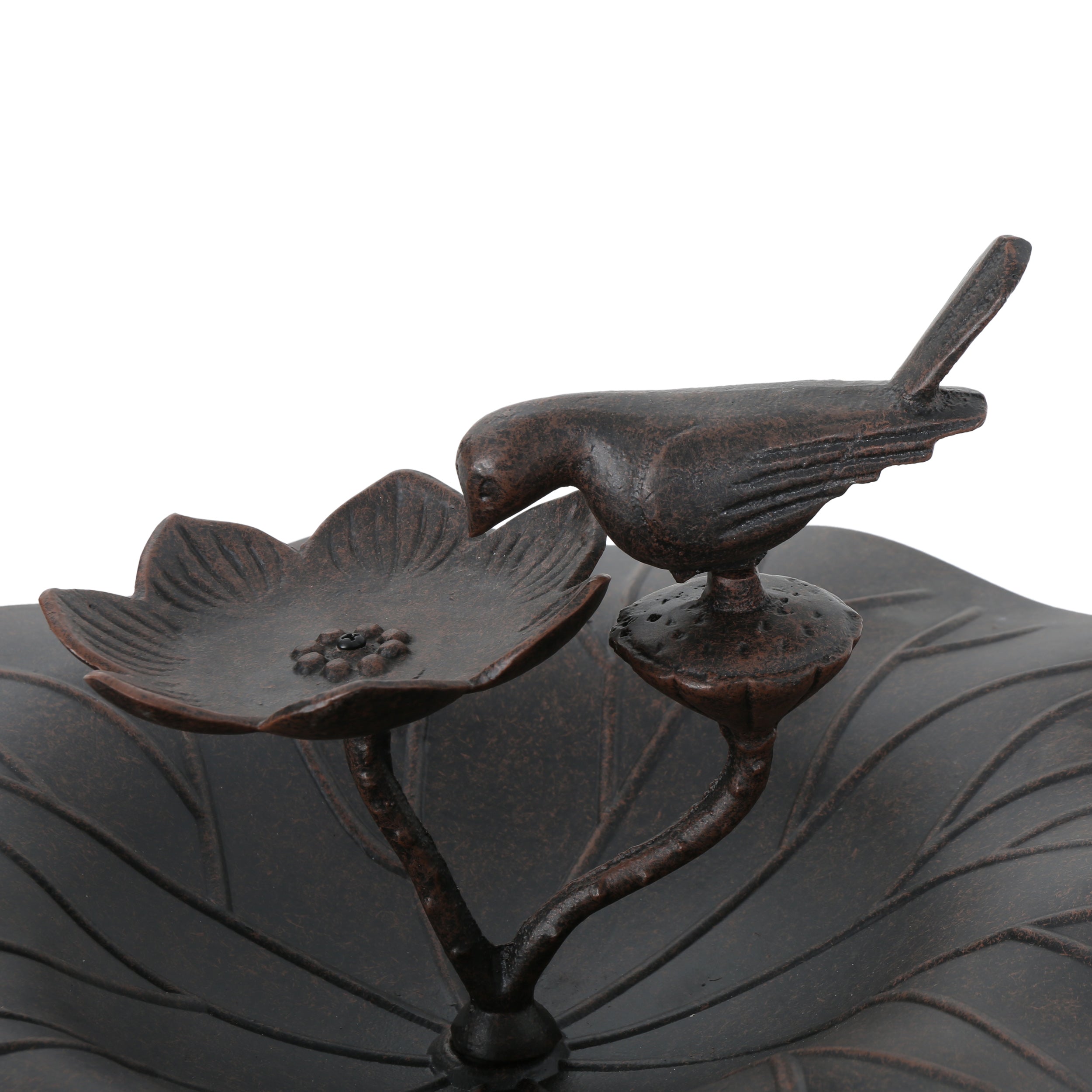 Lancaster Outdoor Aluminum Top Bird Bath with Iron Base, Bronze Finished