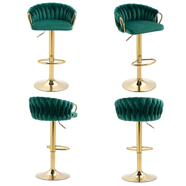 4 Set Adjustable Tufted Bar Stool with Back