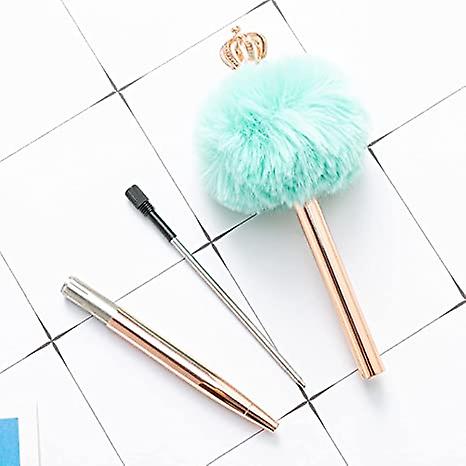 Crystal Shiny Metal Crown Hair Ball Ballpoint Pen Interesting Ballpoint Pen School Stationery School Office Supplies (color : A)