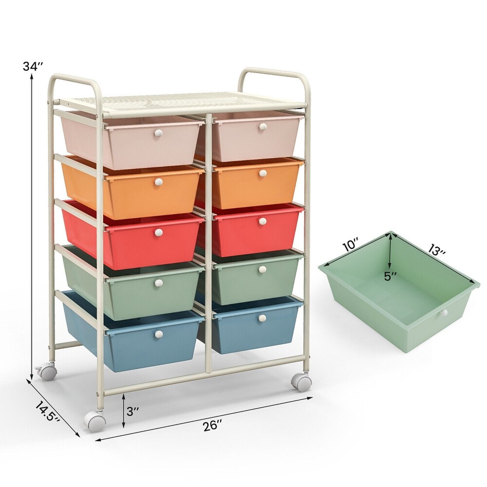 10 Drawer Rolling Storage Cart