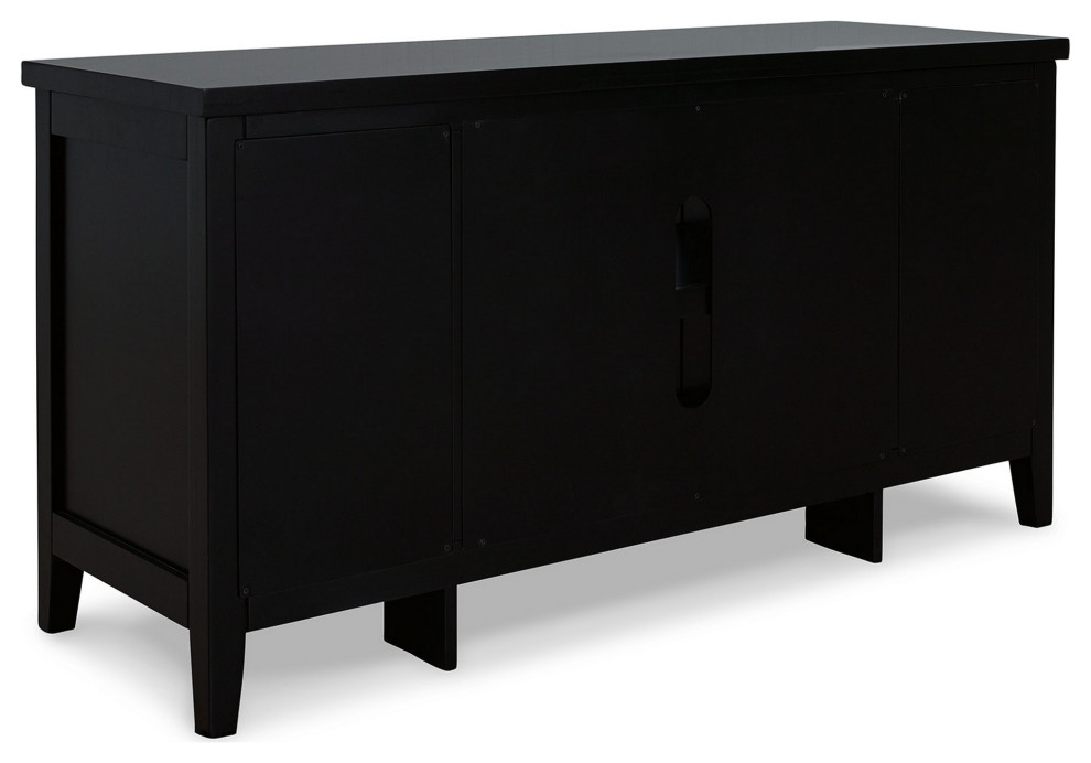 Benzara BM283302 47 quotRustic TV Entertainment Console  Open Shelf  Black   Transitional   Entertainment Centers And Tv Stands   by Uber Bazaar  Houzz