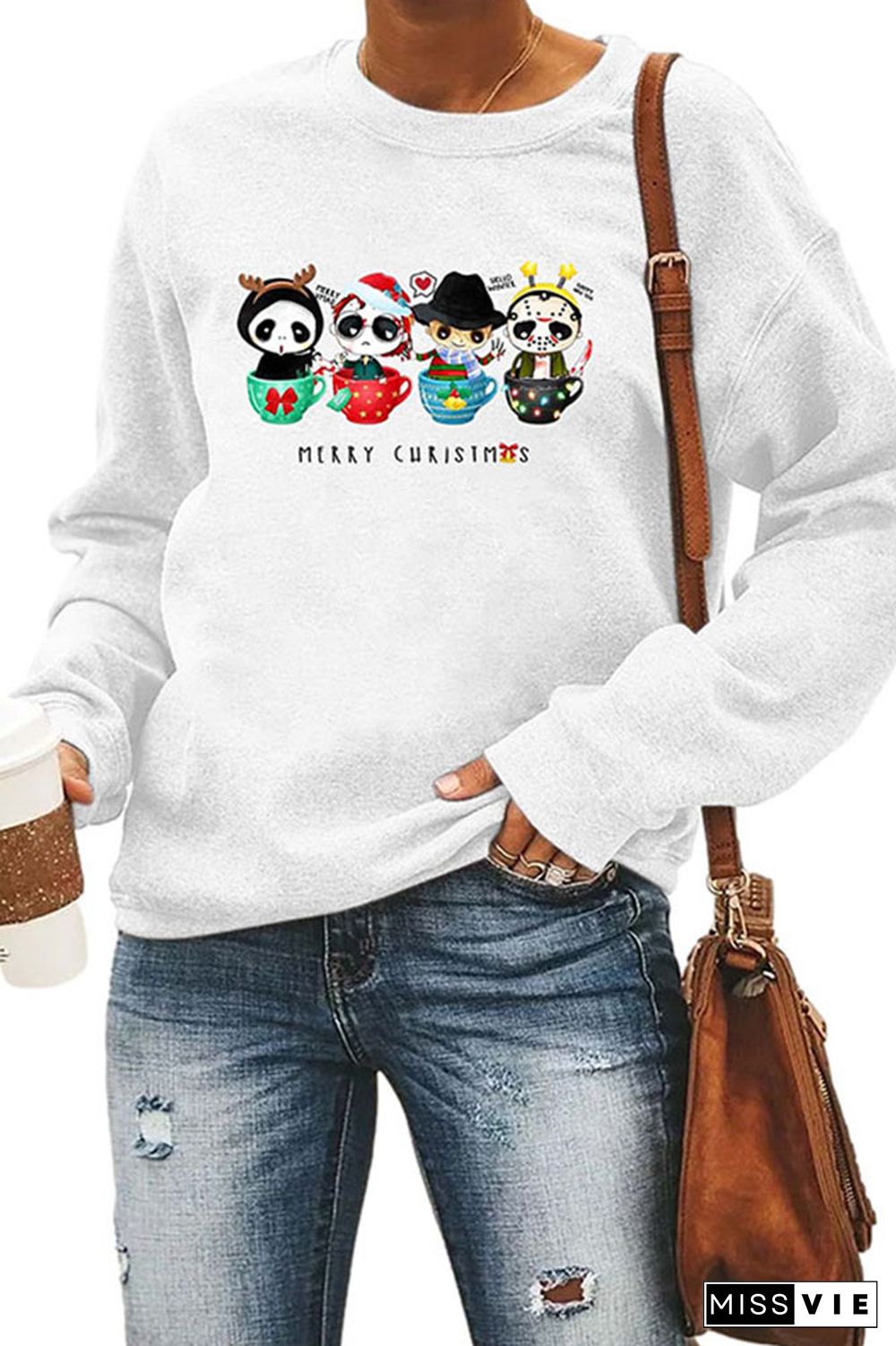 Horror Movie Characters Merry Christmas Classic Crew Sweatshirt Wholesale