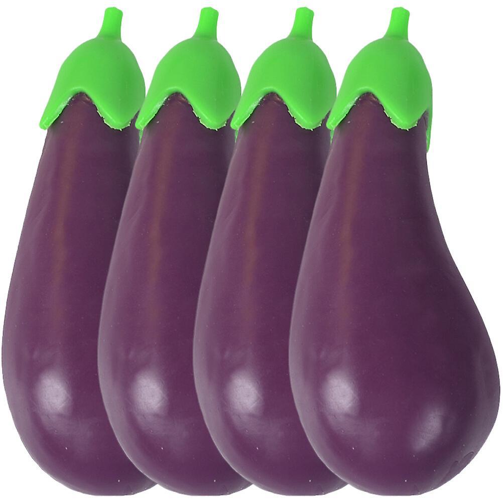 4pcs Play Kitchen Eggplants Realistic Eggplants Kids Kitchen Toys Stretchy Toy Kids Educational Toy