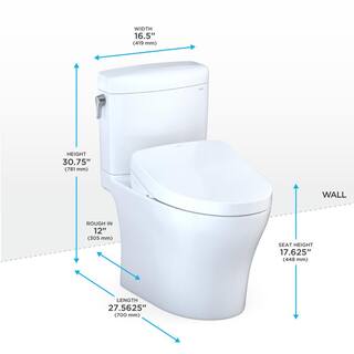 TOTO Aquia IV Cube 2-Piece 0.91.28GPF Dual Flush Elongated Comfort Height Toilet in Cotton White S550E Washlet Seat Included MW4363056CEMFGN#01