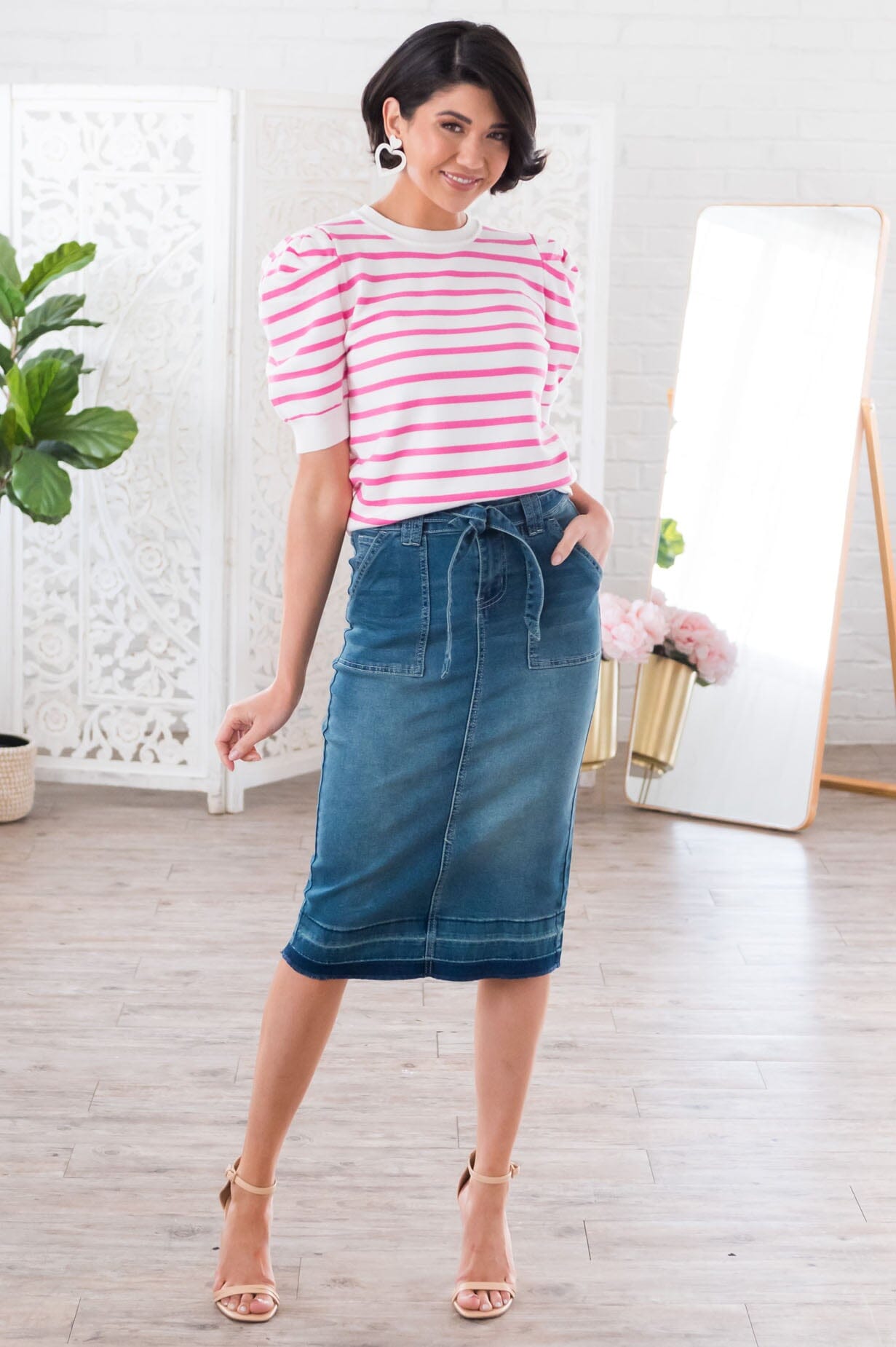 Make A Statement Modest Denim Skirt