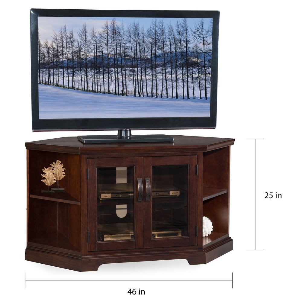 Leick Home Solid Wood Mission Oak Two Door Corner TV Stand