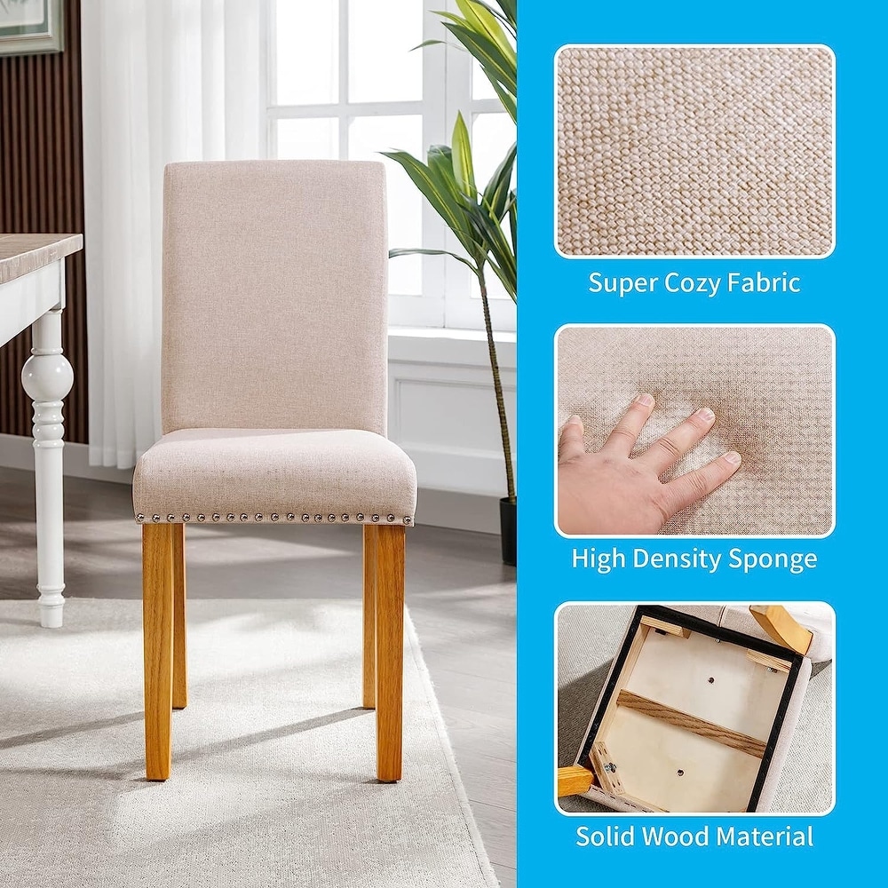 Mixoy Dining Chair Upholstered Dining Chairs with Nailed Trim Backrest Suitable for Dining Table  Kitchen Chair for Home