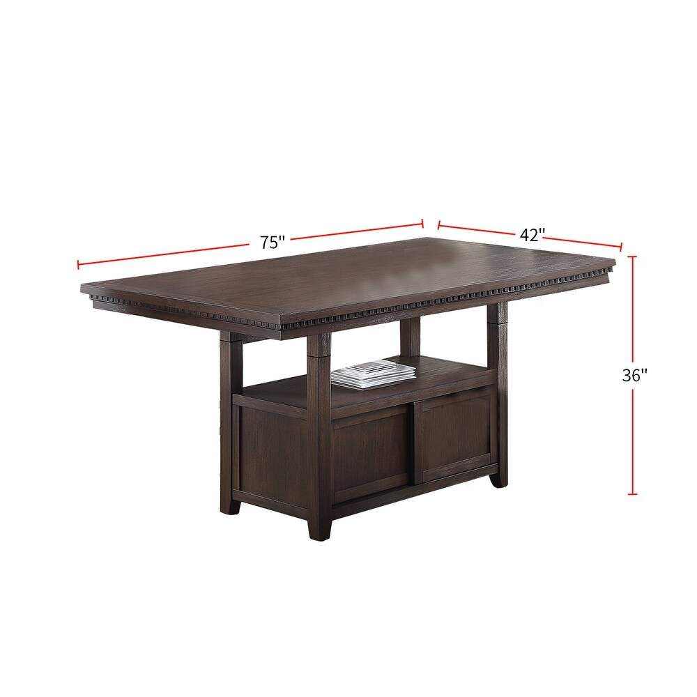 Pine Wood Dining Table with Storage in Brown