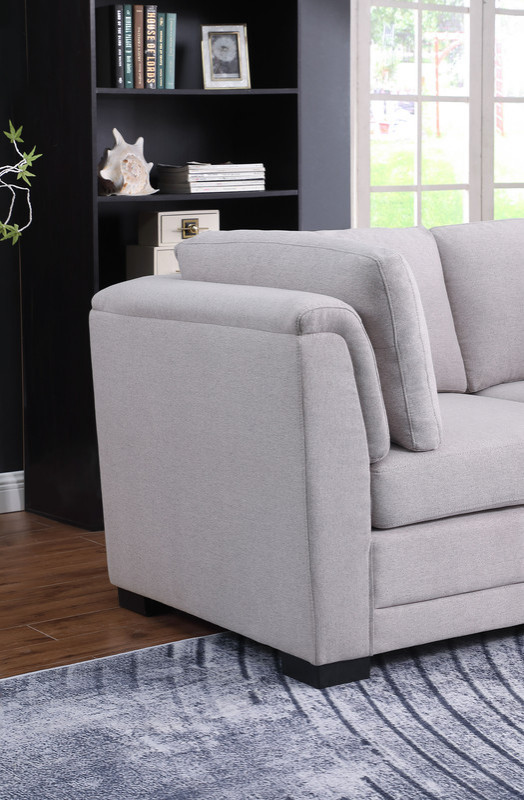 Lilola Home Kristin Light Gray Linen Fabric Loveseat   Transitional   Loveseats   by BisonOffice  Houzz