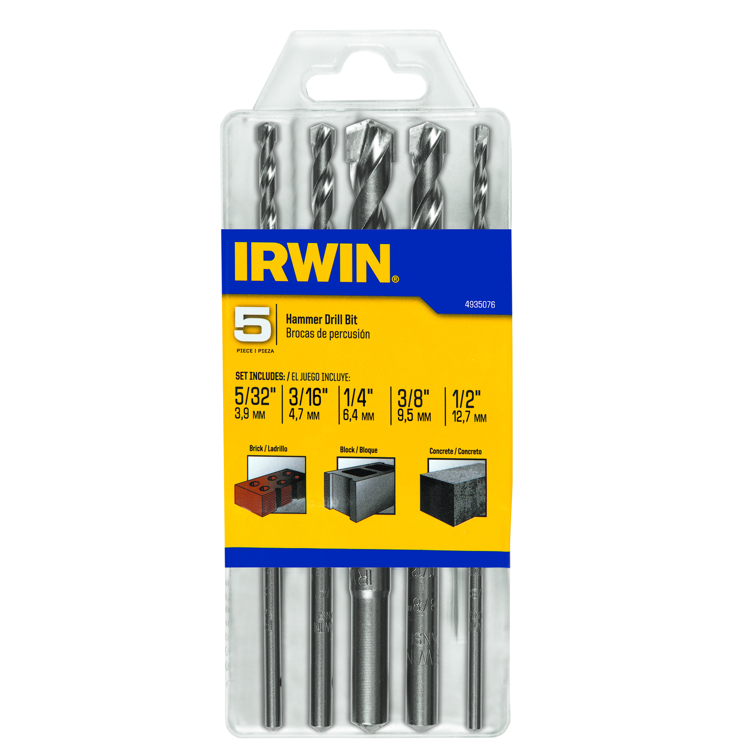 Irwin Carbide Tipped Percussion Drill Bit Set 5 pc