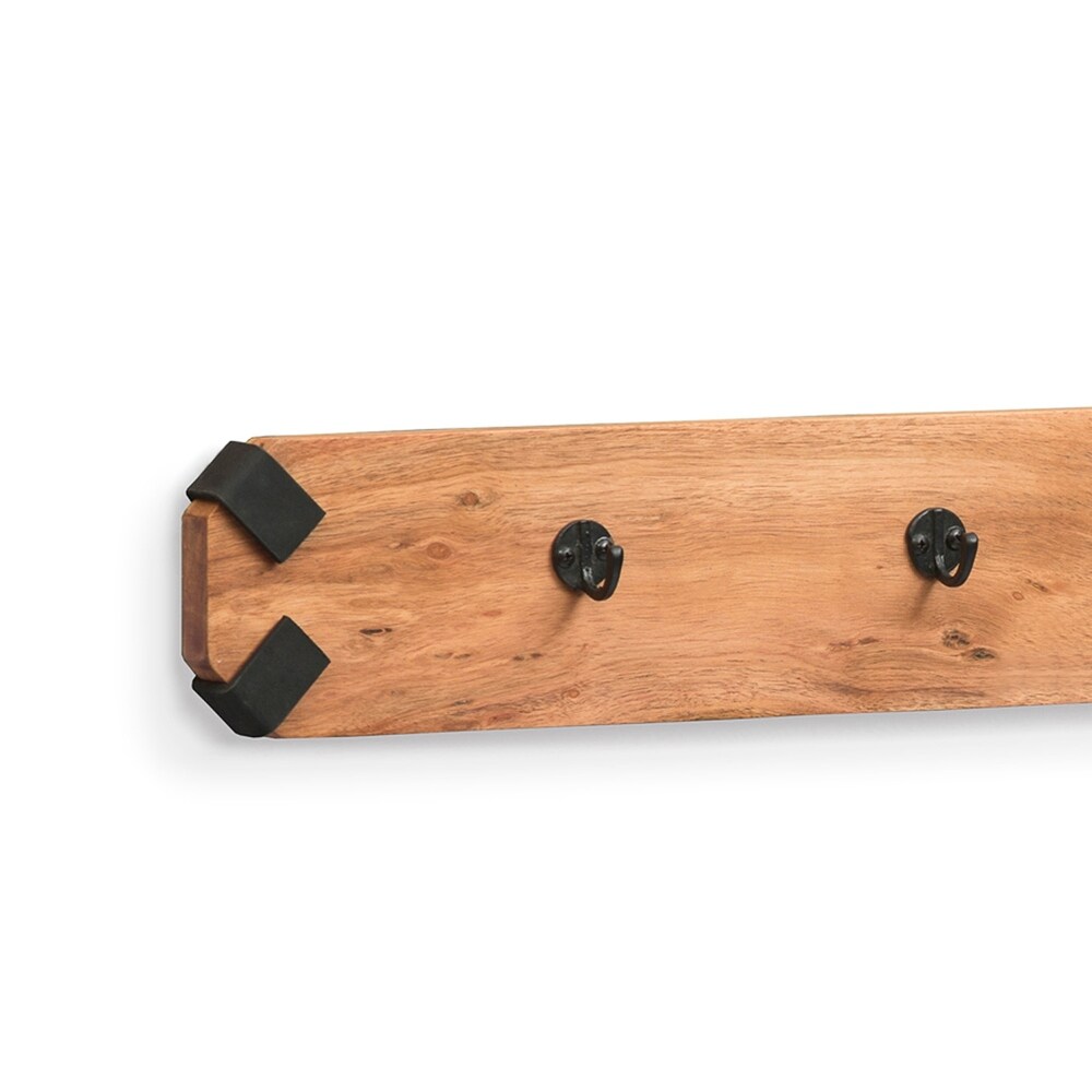 Ryegate Natural Solid Wood with Metal Wall Coat Hook