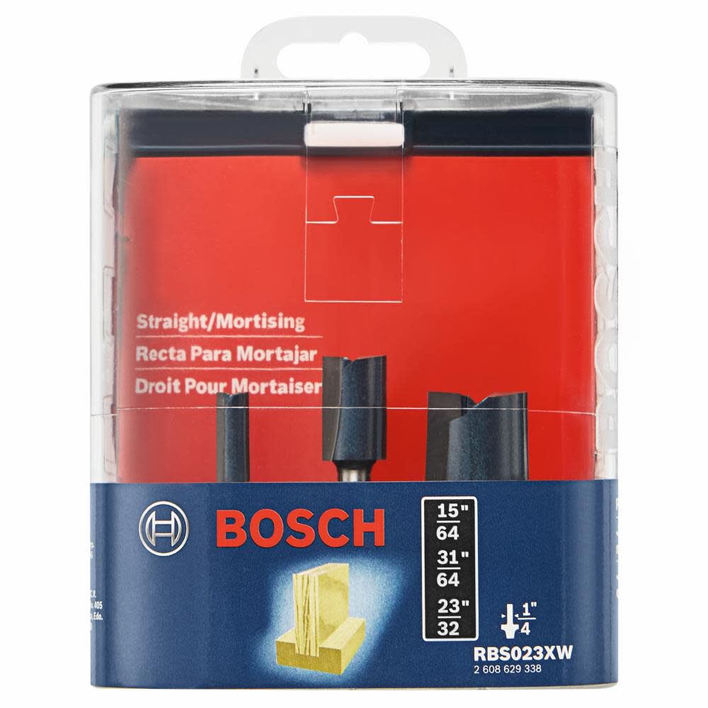 Bosch Carbide Tipped Plywood Mortising Router Bit Set 3pc RBS023XW from Bosch