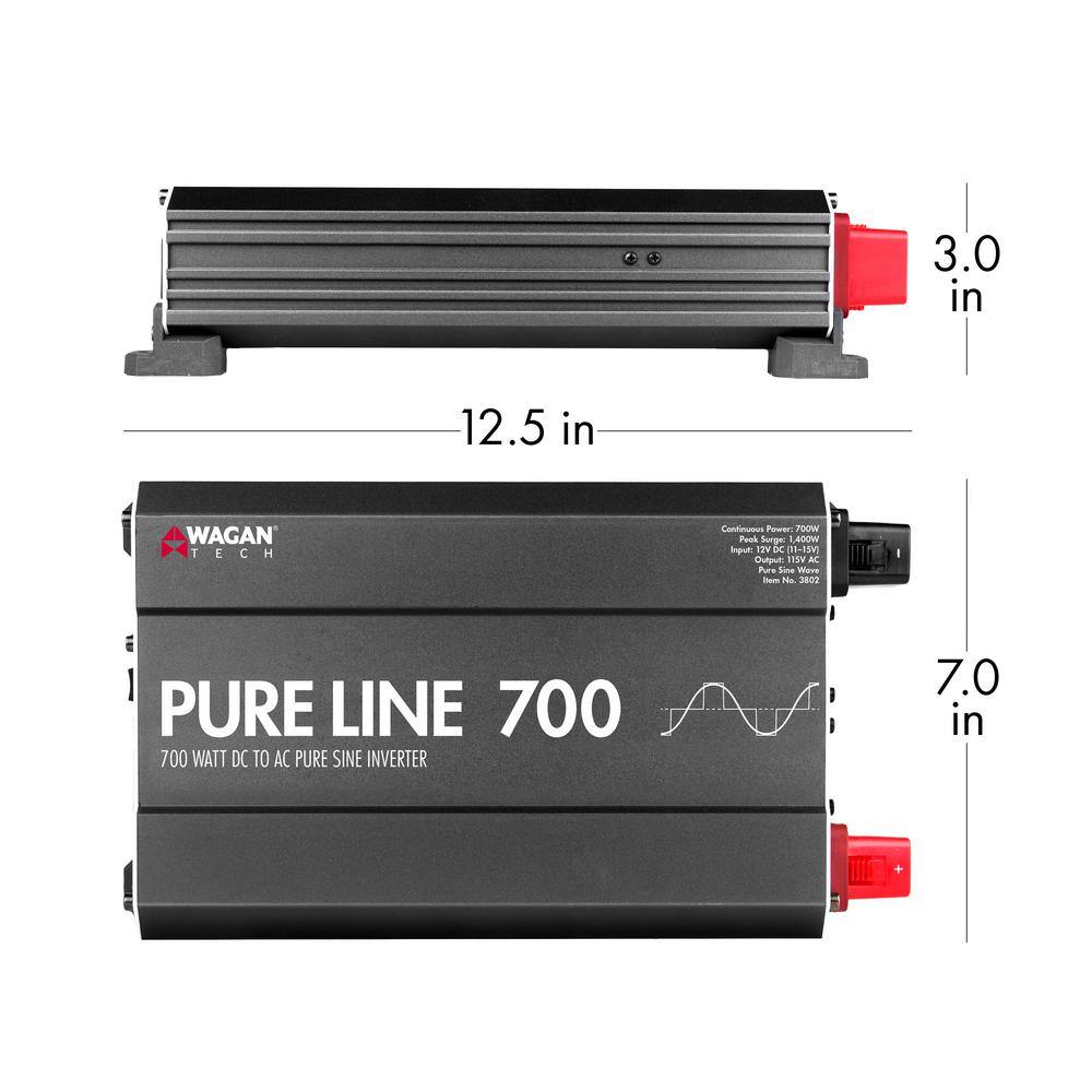 Wagan Tech Pure Sine 700-Watt1400-Watt ETL Inverter 3802