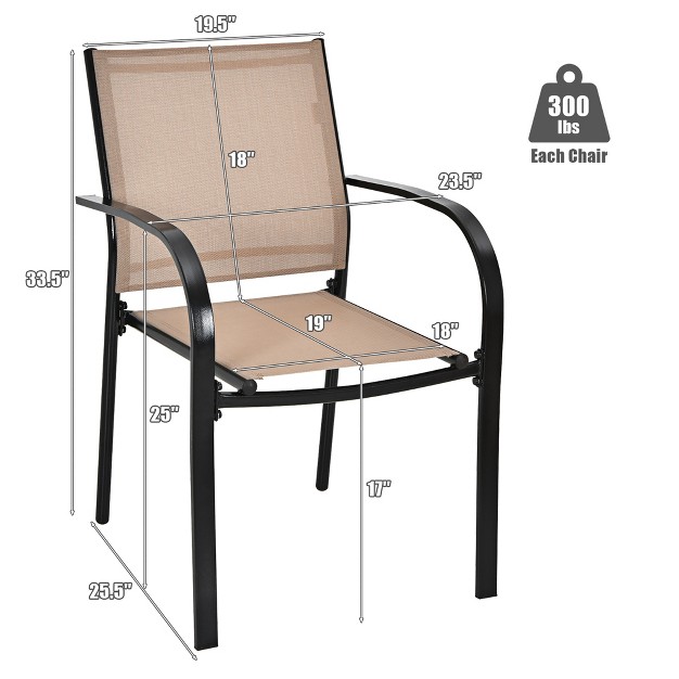 Costway 4pcs Stackable Patio Dining Chair W Steel Frame amp Quick drying Fabric