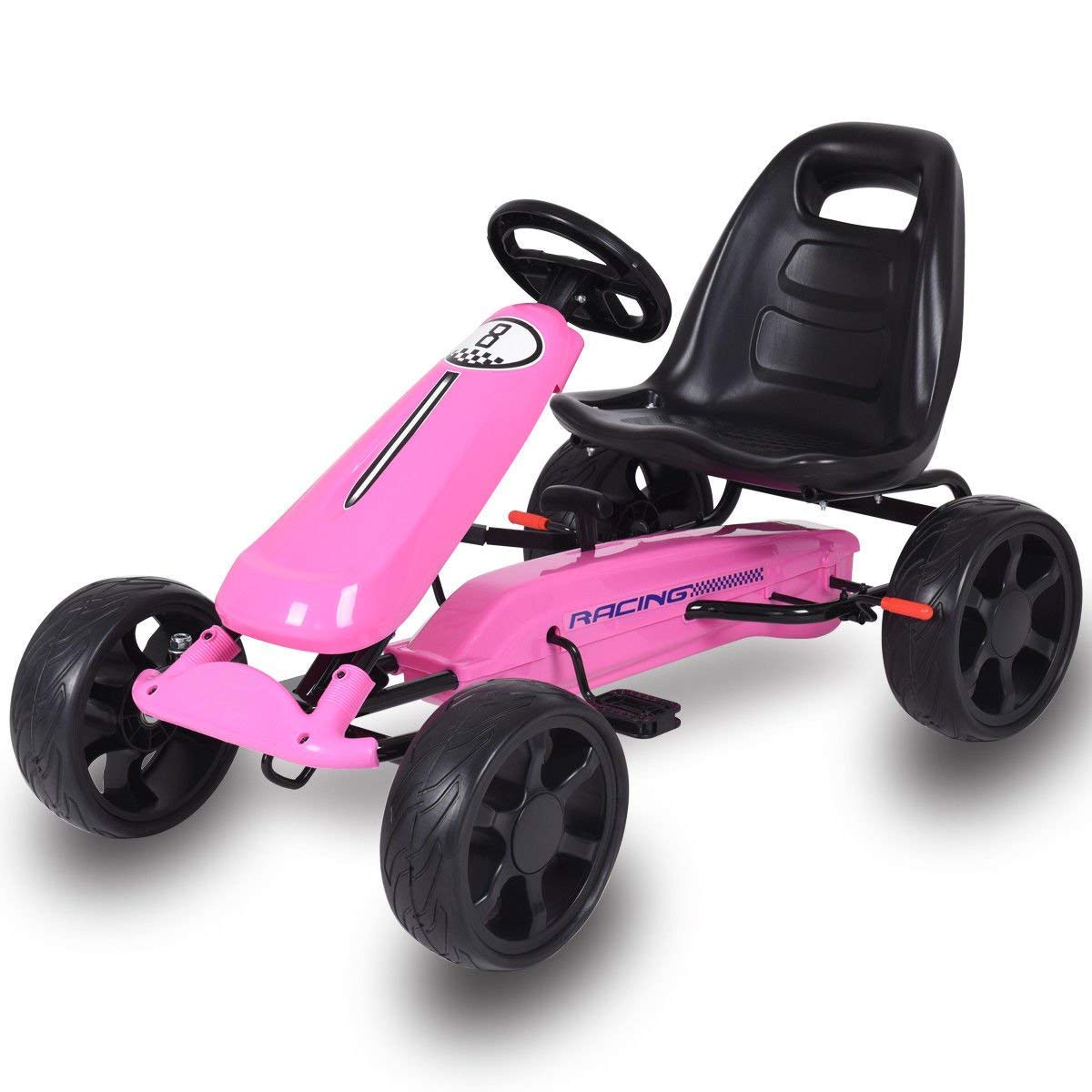 Costzon Go Kart, 4 Wheel Powered Ride On Toy, Outdoor Racer Pedal Car with Clutch