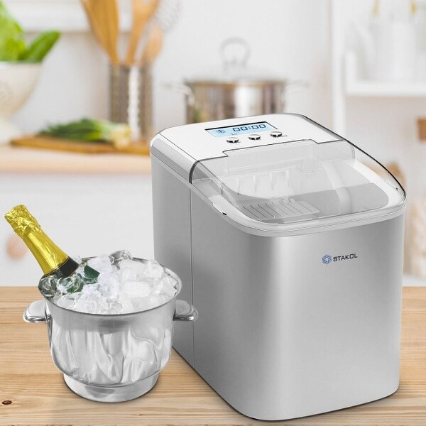 26 lbs Countertop LCD Display Ice Maker with Ice Scoop - 14.5