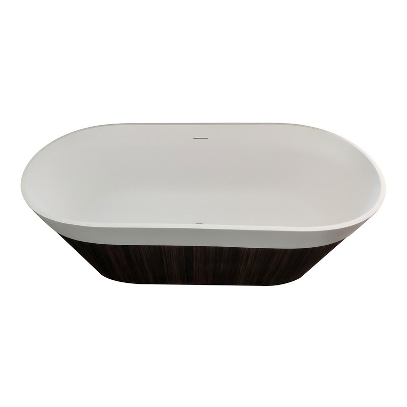 MEDUNJESS 63'' Soaking Bathtub Stone Resin Freestanding Bathtub