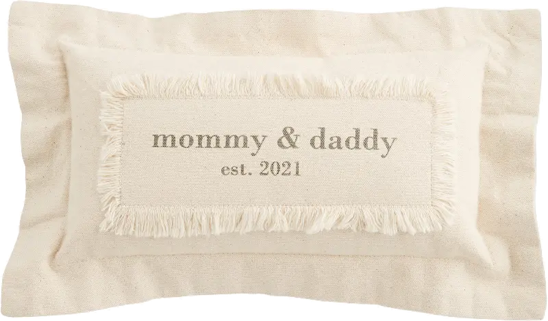 Cream Mommy and Daddy Est. 2021 Throw Pillow