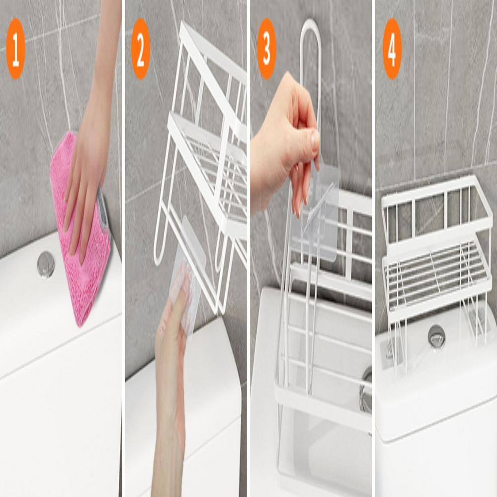 12.2 in. W x 5.9 in. H x 2.7 in. D Shower Caddy in White Bathroom Shelf 1-Pack Wall Mounted Storage Organizer W-MAD-53