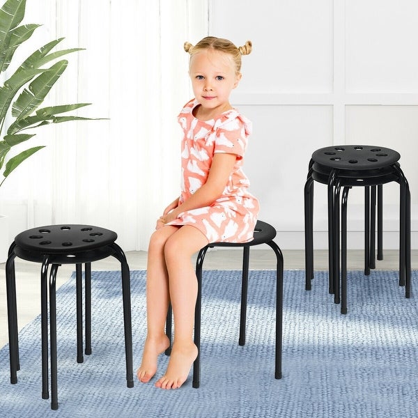 Set of 6 Portable Plastic Stack Stools - 14.5