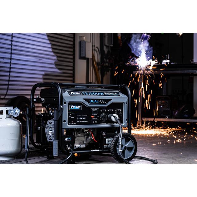 Pulsar 12，000W Dual Fuel Portable Generator in Space Gray with Electric Start， G12KBN