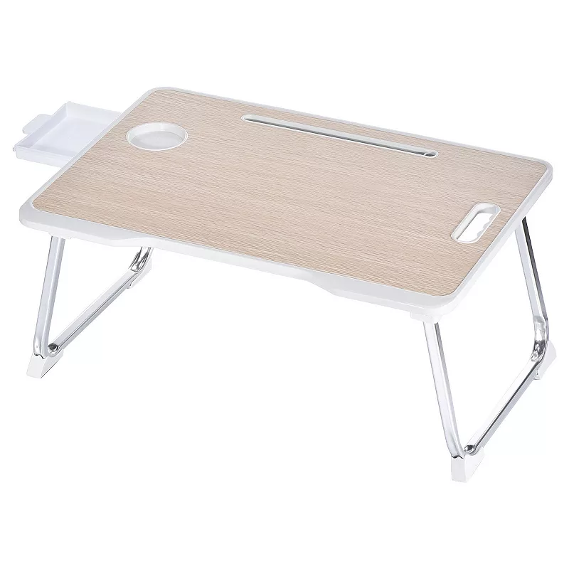 Foldable Laptop Bed Desk Table with Notebook Stand Drawer Cup Holder