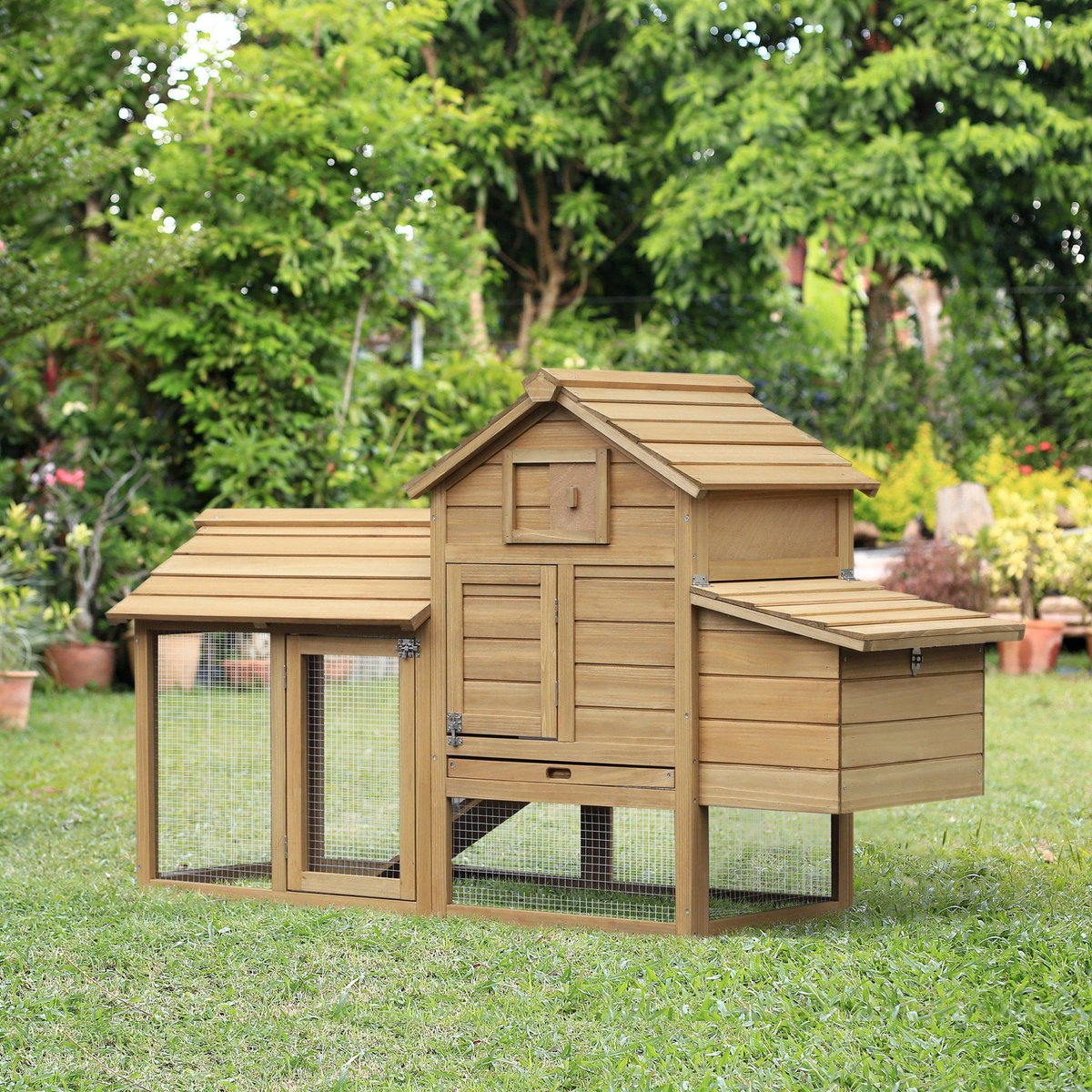 PawHut Nesting Box Wooden Chicken Coop， Hen House and Rabbit Hutch