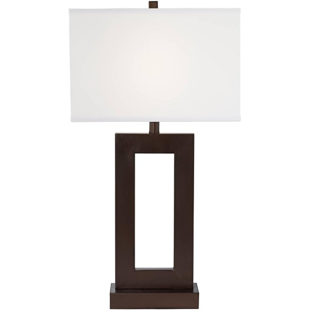 Tall Bronze Metal White Rectangular Shade For Bedroom Living Room Bedside Nightstand Office