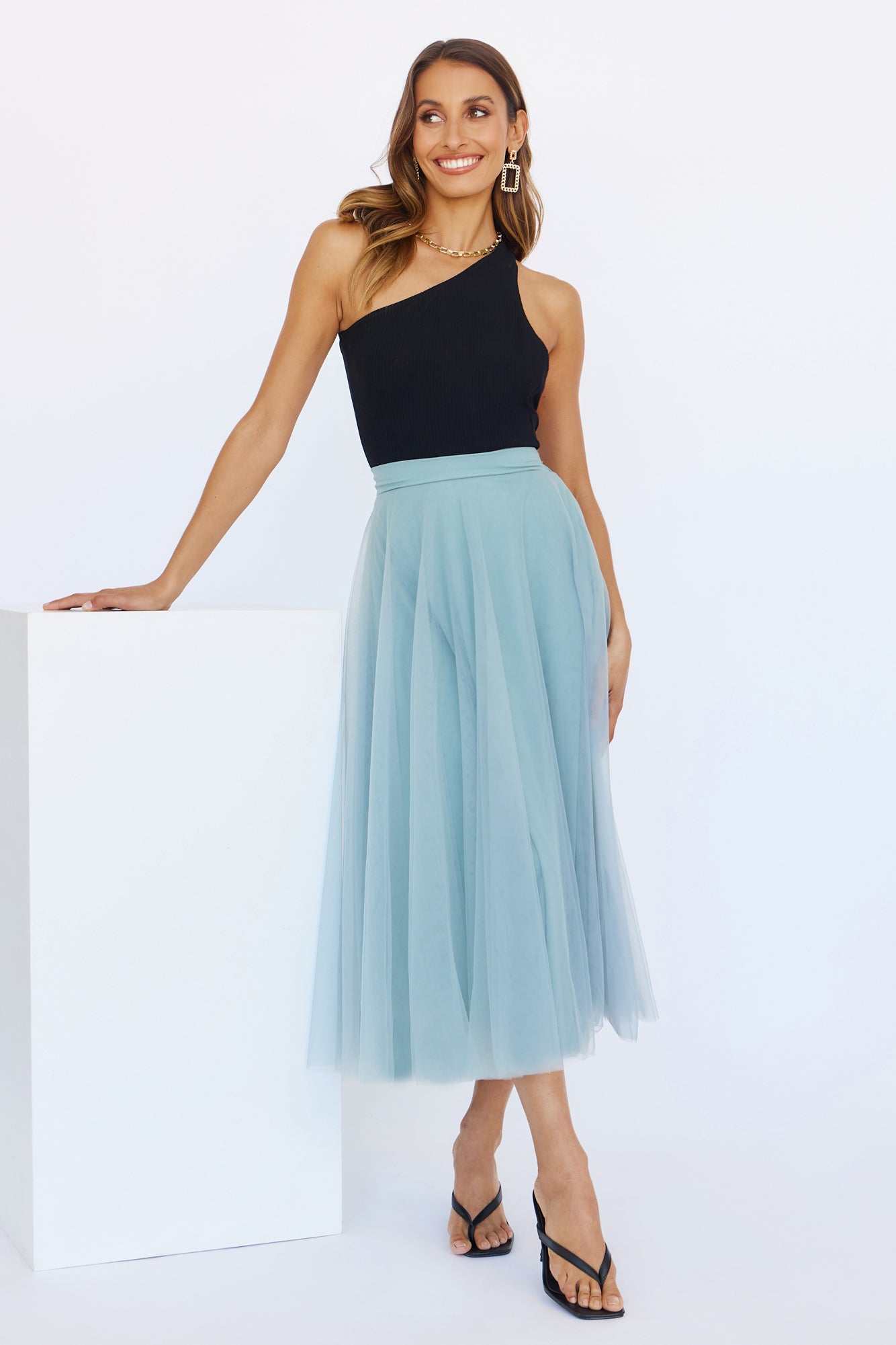 Keeping It Smart Midi Skirt Sage