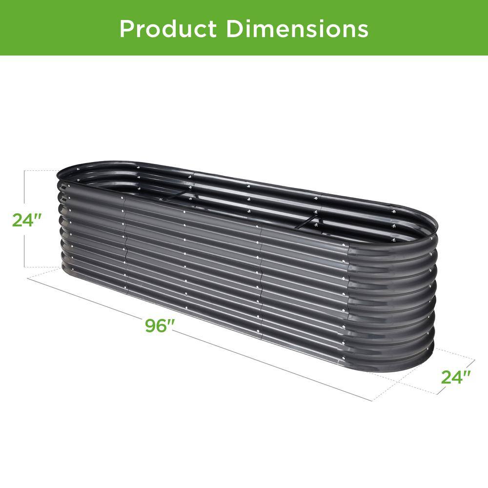 Best Choice Products 8 ft. x 2 ft. x 2 ft. Oval Steel Raised Garden Bed Planter Box for Vegetables Flowers in Charcoal SKY6641
